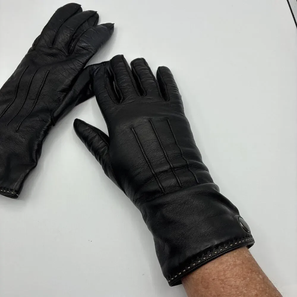 Coach Black Leather Women's Gloves Size 8